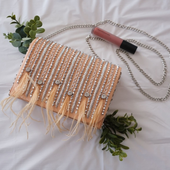 NWT Peach Embroidered Box Clutch - Picture 4 of 10